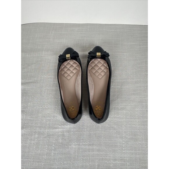 Vince Camuto 'Timba' Black Patent Leather Ballet Flats Bow Women's Sz 6.5 - FLAW - Picture 3 of 13